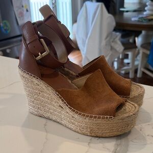 Marc Fisher Tan Wedge Sandals